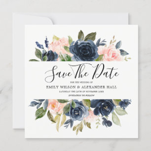 Save The Date Mariage d'aquarelle Blush & Navy