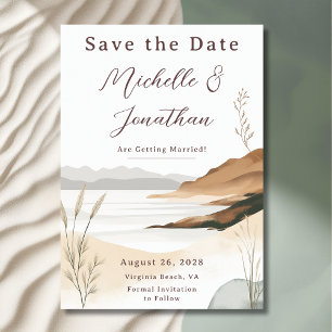 Save The Date Mariage d'aquarelle Coastal Chic Beach