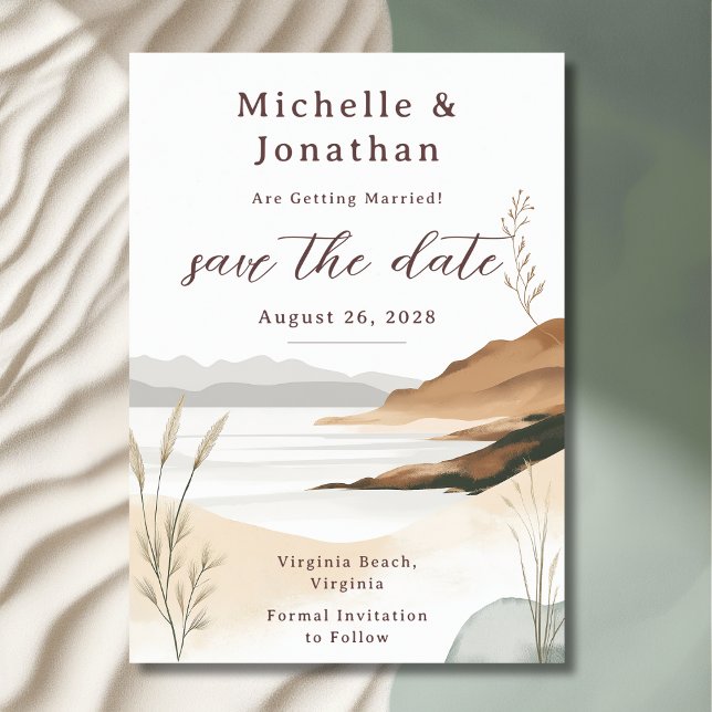 Save The Date Mariage d'aquarelle Coastal Chic Beach (Créateur téléchargé)