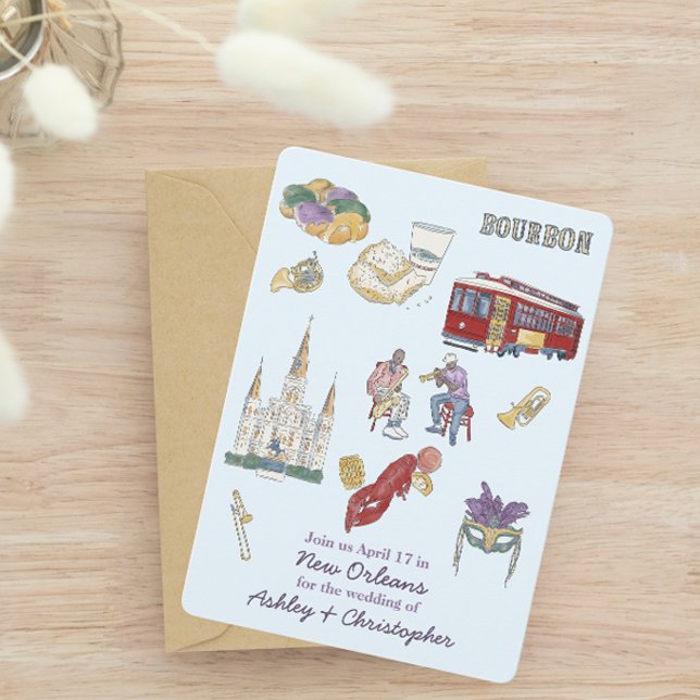 Save The Date Mariage d'aquarelle de la Nouvelle Orléans (Créateur téléchargé)