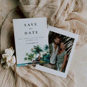 Save The Date Mariage d'aquarelle de plage Tropical