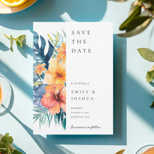 Save The Date Mariage d'aquarelle d'été florale tropicale
