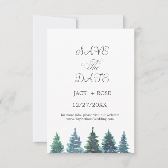Save The Date Mariage d'aquarelle d'hiver (Devant)
