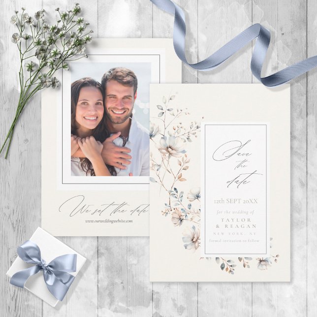 Save The Date Mariage d'aquarelle Fleur sauvage Delicate ID1102 (Créateur téléchargé)