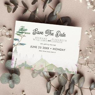 Save The Date Mariage d'aquarelle fleur sauvage Mountain