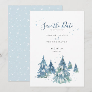 Save The Date Mariage d'aquarelle hiver À feuillage persistant T