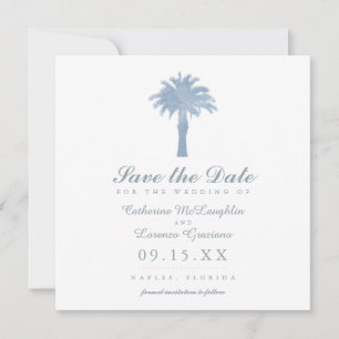 Save The Date Mariage d'aquarelle Hydrangea Blue Palm Tree
