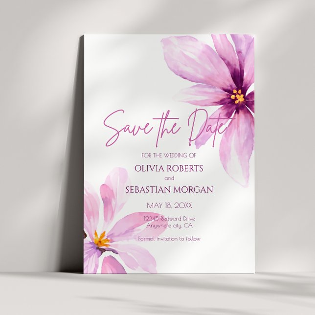 Save The Date Mariage d'aquarelle minimaliste rose (Créateur téléchargé)