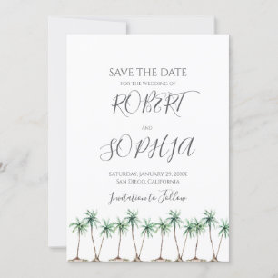 Save The Date Mariage d'aquarelle moderne Palm Tree