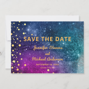 Save The Date Mariage d'aquarelle Peacock bleu or moderne