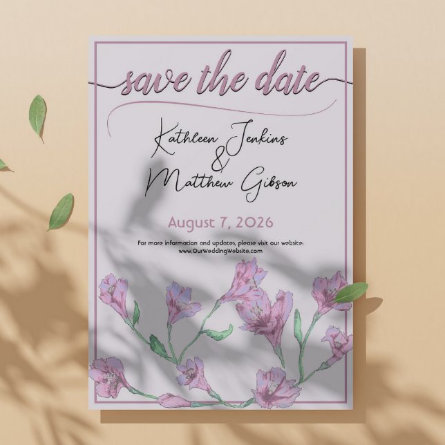 Save The Date Mariage d'aquarelle rose pâle (Créateur téléchargé)
