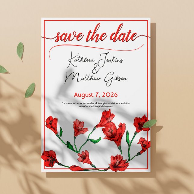 Save The Date Mariage d'aquarelle rouge (Créateur téléchargé)
