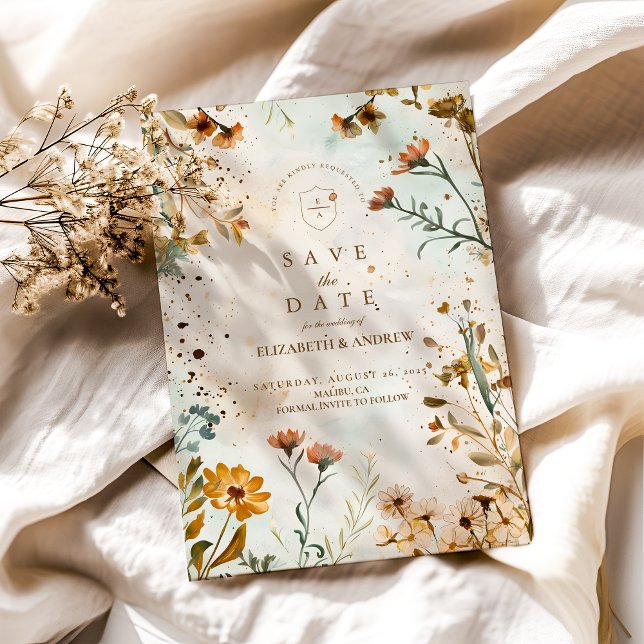 Save The Date Mariage d'aquarelle Russe Fleur sauvage (Créateur téléchargé)