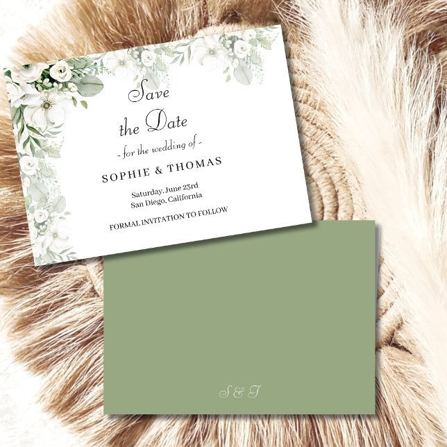 Save The Date Mariage d'aquarelle vert pâle rose à  (Créateur téléchargé)