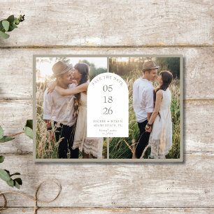 Save The Date Mariage d'arche photo moderne à deux photos
