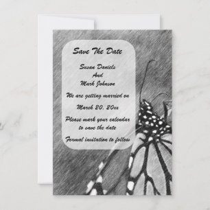 Save The Date Mariage d'art au crayon papillon