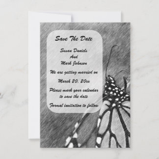 Save The Date Mariage d'art au crayon papillon