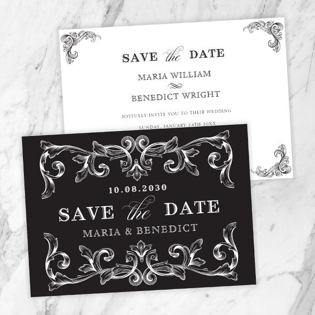 Save The Date mariage d'art ornemental vintage (Créateur téléchargé)