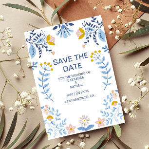Save The Date Mariage d'art populaire floral