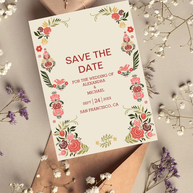 Save The Date Mariage d'art populaire floral (Créateur téléchargé)
