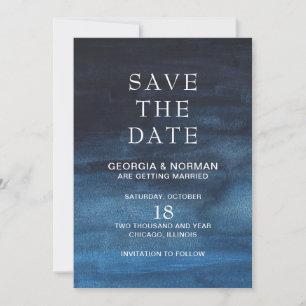 Save The Date Mariage d'automne à l'aquarelle bleu marine foncé