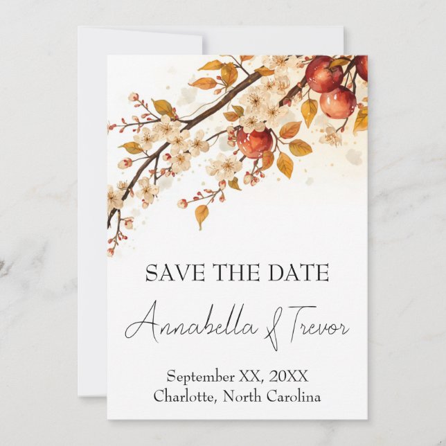 Save The Date Mariage d'Automne aux Pommes et Fleurs (Devant)
