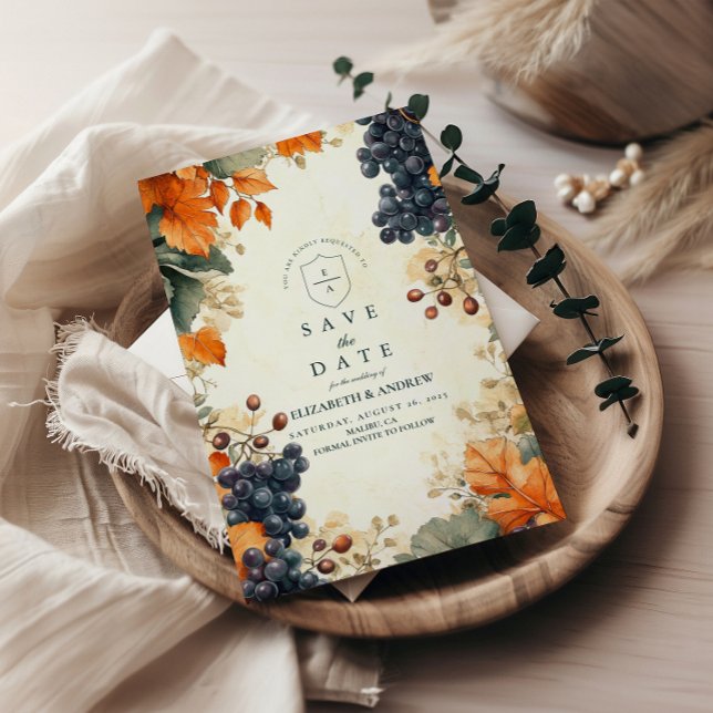 Save The Date Mariage d'automne dans un vignoble rustique (Créateur téléchargé)