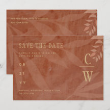 Mariage d'automne moderne Terracotta Feuilles d'or