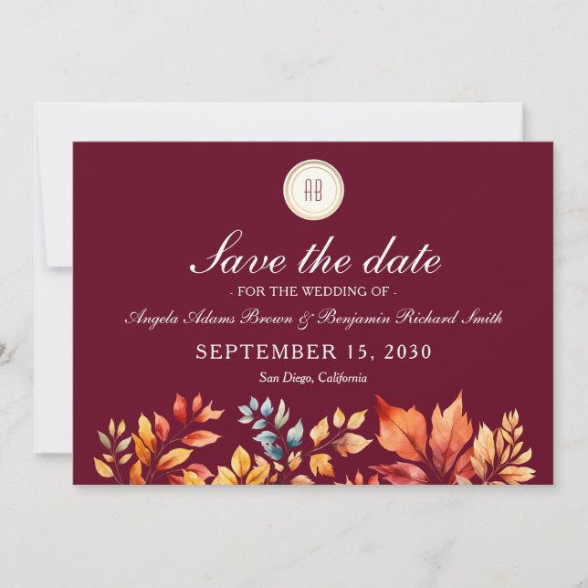 Save The Date Mariage d'automne Photo (Devant)