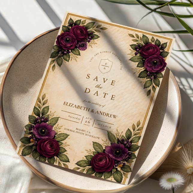 Save The Date Mariage d'automne Rose Bourgogne (Créateur téléchargé)