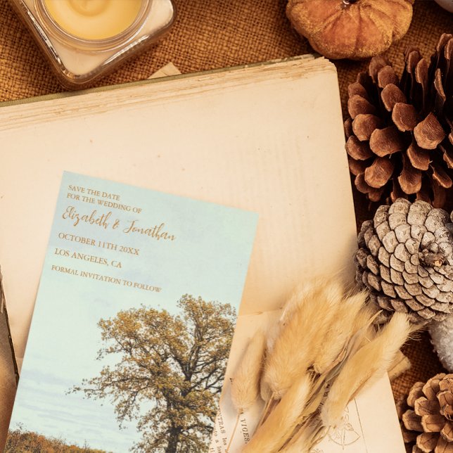 Save The Date Mariage d'automne sous un chêne rustique (Créateur téléchargé)