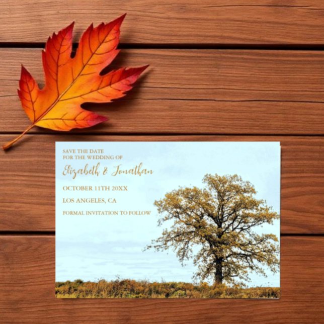 Save The Date Mariage d'automne sous un chêne rustique (Créateur téléchargé)