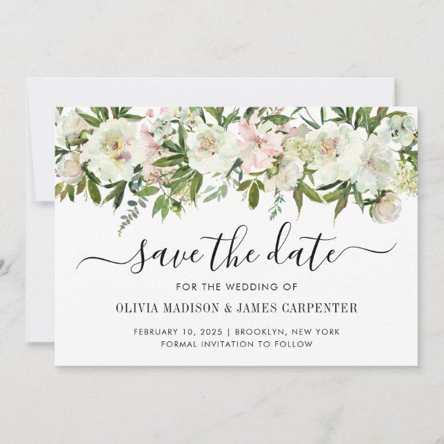 Save The Date Mariage de automne de printemps de couleur blanche (Devant)