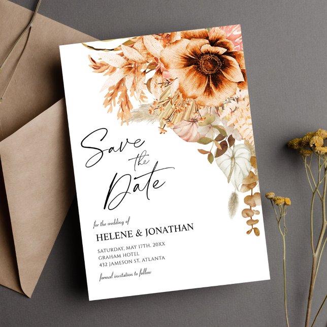 Save The Date Mariage de automne Floral Terracotta Sauvegarder L (Terracotta Floral Fall Wedding Save The Date)