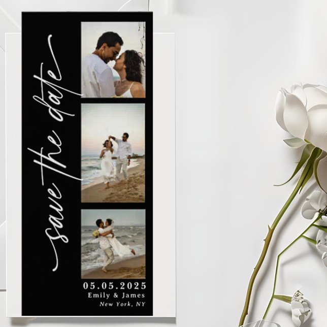Save The Date Mariage de bande photo de script vertical classiqu (Créateur téléchargé)