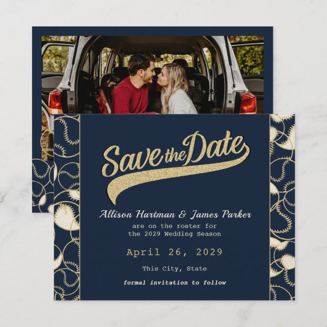 Save The Date Mariage de baseball, sauvez la date (Devant / Derrière)