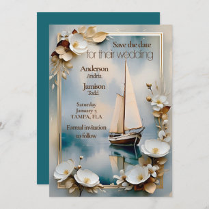 Save The Date Mariage de bateau nautique