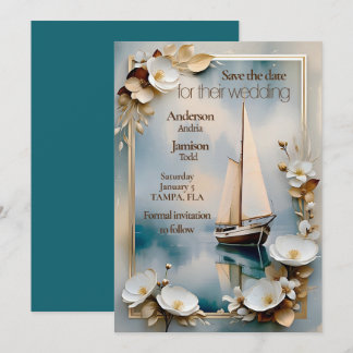 Save The Date Mariage de bateau nautique