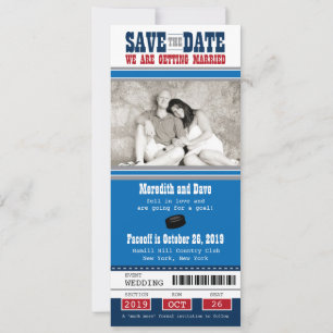 Save The Date Mariage de billets de hockey Enregistrer la date