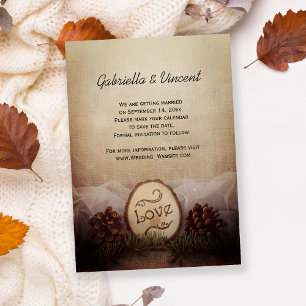 Save The Date Mariage de bois de pins rustiques Sauvez la date