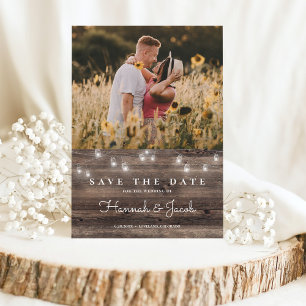 Save The Date Mariage de bois rustique Marson Jar