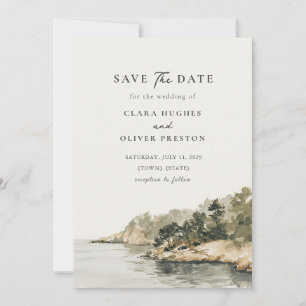 Save The Date Mariage de bord de mer Oliviers Pins Cala à Majorq
