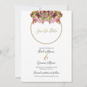 Save The Date Mariage de bouquet de fleurs sauvages rustiques
