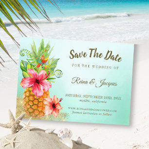 Save The Date Mariage de bouquet floral d'ananas Paradise tropic