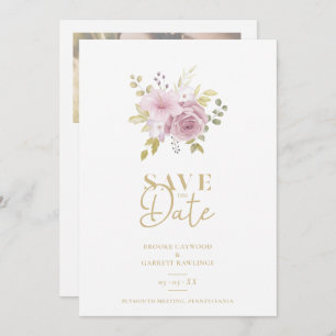 Save The Date Mariage de bouquet minimaliste rose