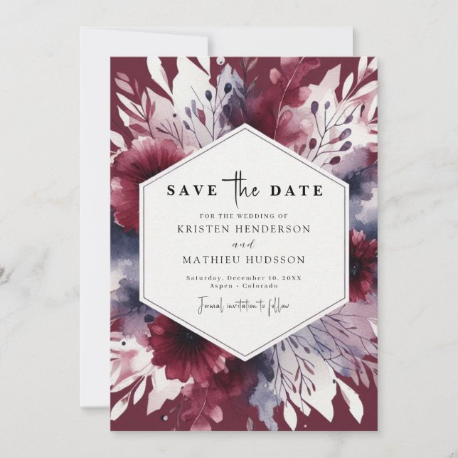 Save The Date Mariage de Bourgogne raffiné (Devant)