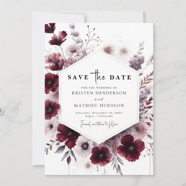 Save The Date Mariage de Bourgogne terrestre minimal (Devant)