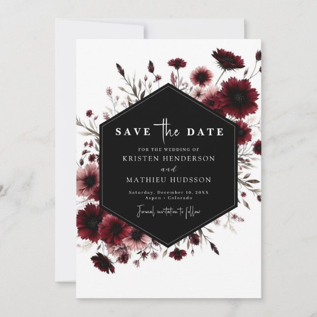 Save The Date Mariage de Bourgogne terrestre minimal (Devant)