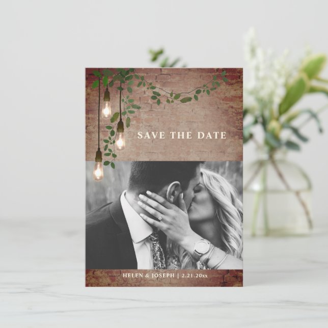 Save The Date Mariage de brique de brique de la verdure Garland (Debout devant)