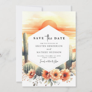 Save The Date Mariage de cactus à aquarelle minimale